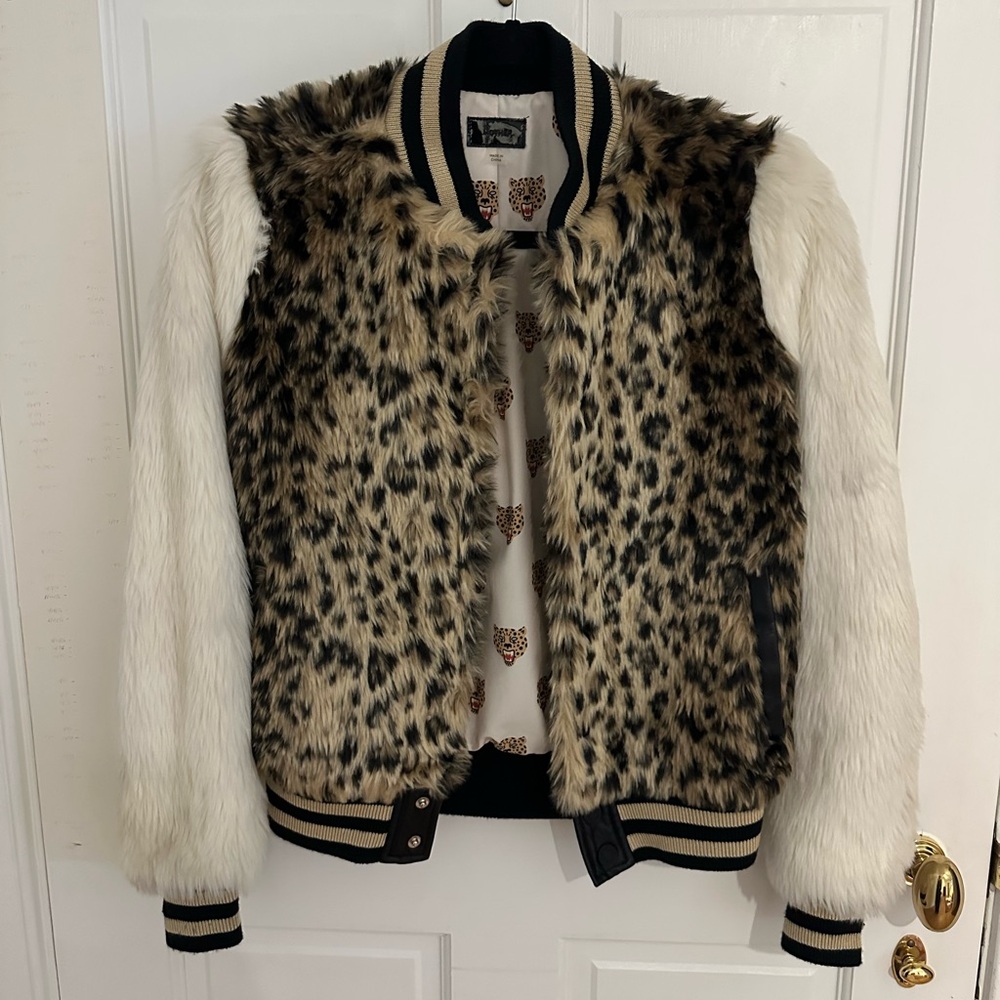 Iconic MOTHER Faux Fur Leopard Print Bomber Jacket - Picture 2 of 7